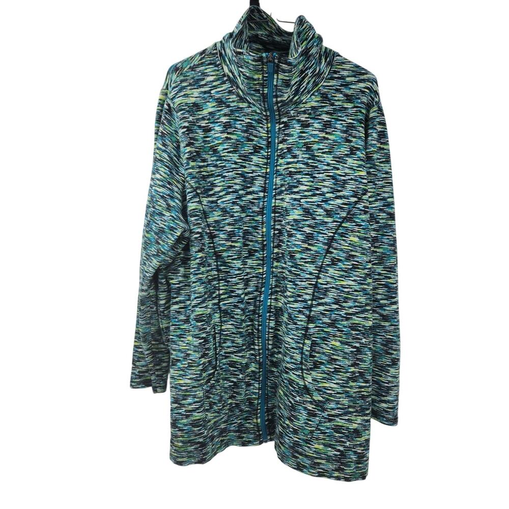 Catherine's Green Blue Full Zip Jacket Womens Plus Size 1X